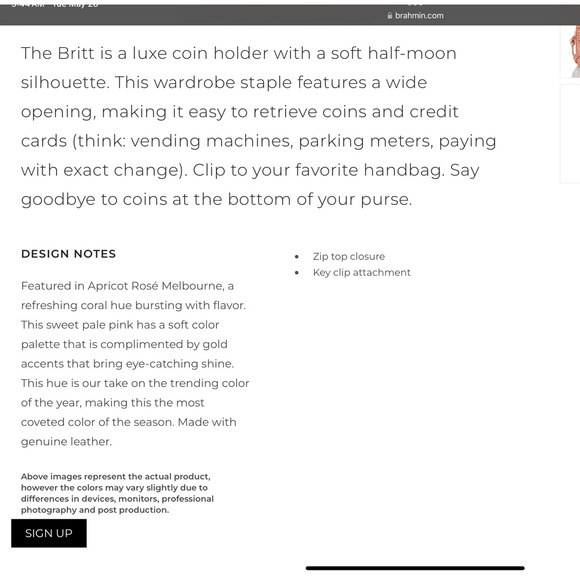 Brahmin Britt Apricot Rose, NWT - Picture 9 of 9